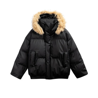 Manteau hiver Leather Cotton Coat for Men and Women Thick Warm Winter Outerwear