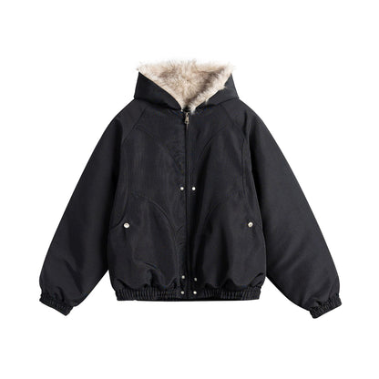 Manteau hiver Patchwork Mountain Hawk Fleece Hooded Cotton Coat Unisex National