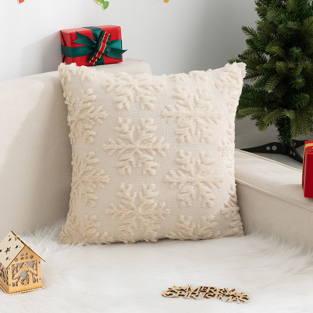 Christmas Pillow Cover Snowflake Christmas Tree Home Sofa Pillow Cover Holiday Decoration Cushion Cover
