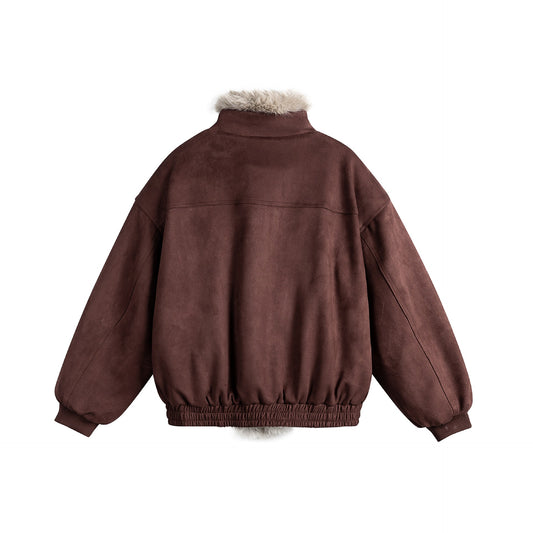 Manteau hiver Design Faux Suede Collar Cotton Coat