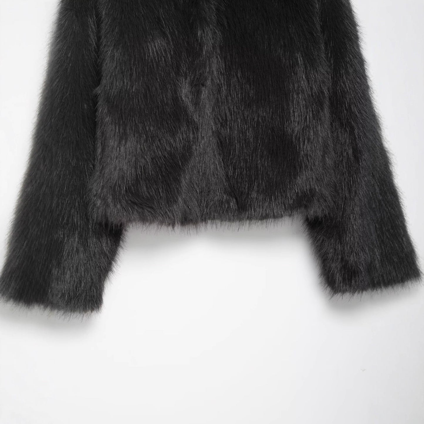 Temperament stand collar long sleeved faux fur coat for women