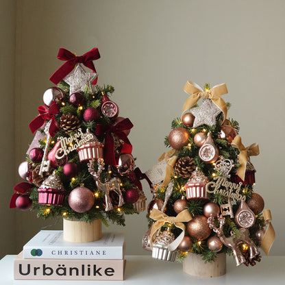 Santa Deer Christmas Tree Set Mini Christmas Tree Decoration for Table Cake Display