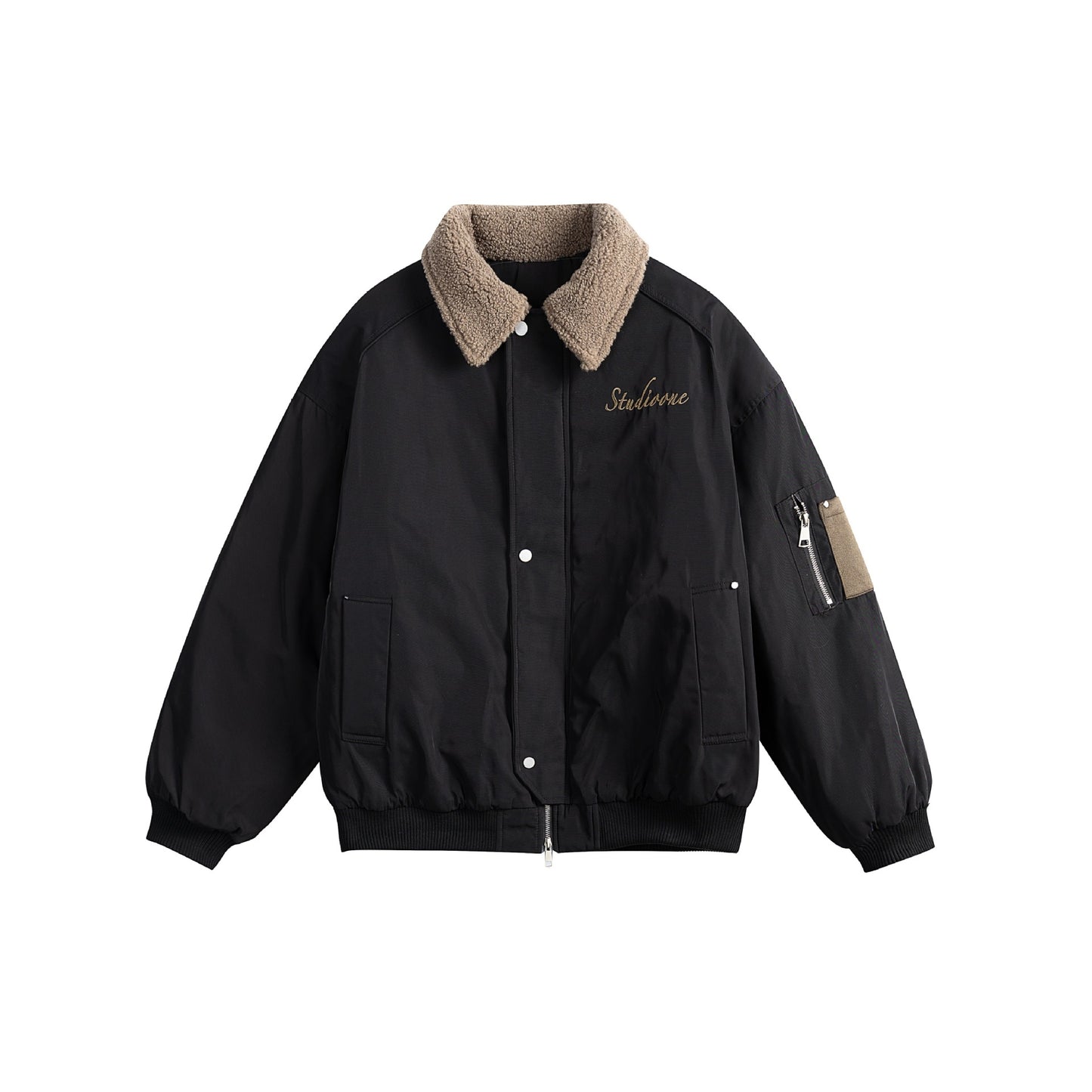 Doudoune hiver Letter Embroidery Sherpa Collar Flight Workwear Cotton Jacket