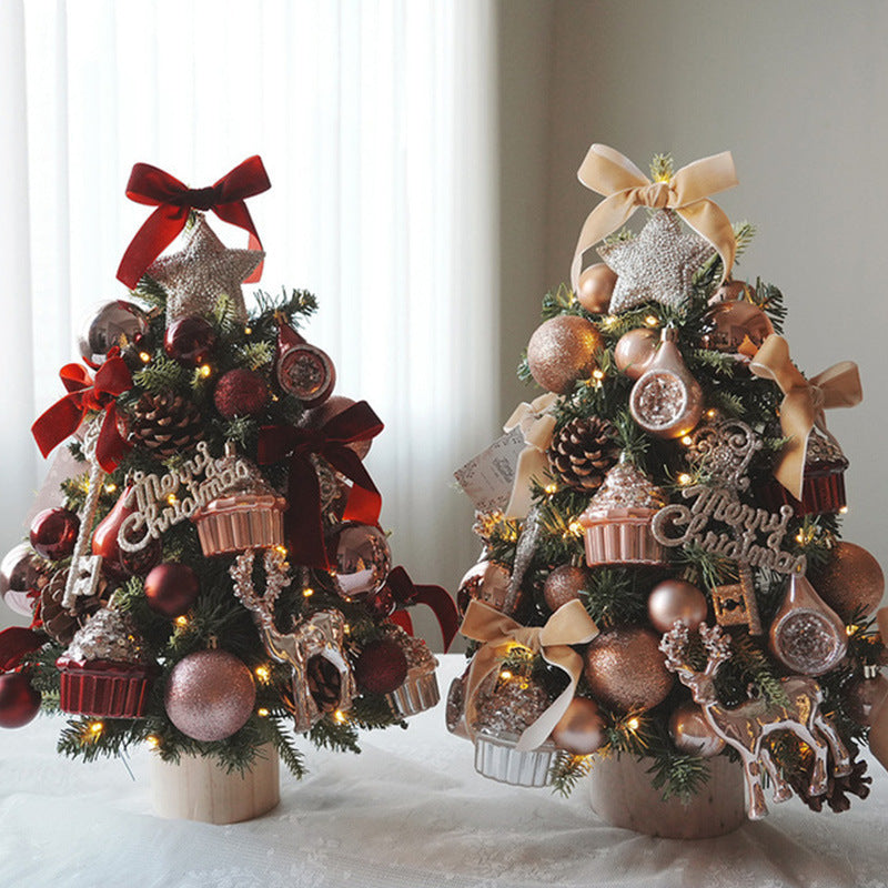 Santa Deer Christmas Tree Set Mini Christmas Tree Decoration for Table Cake Display