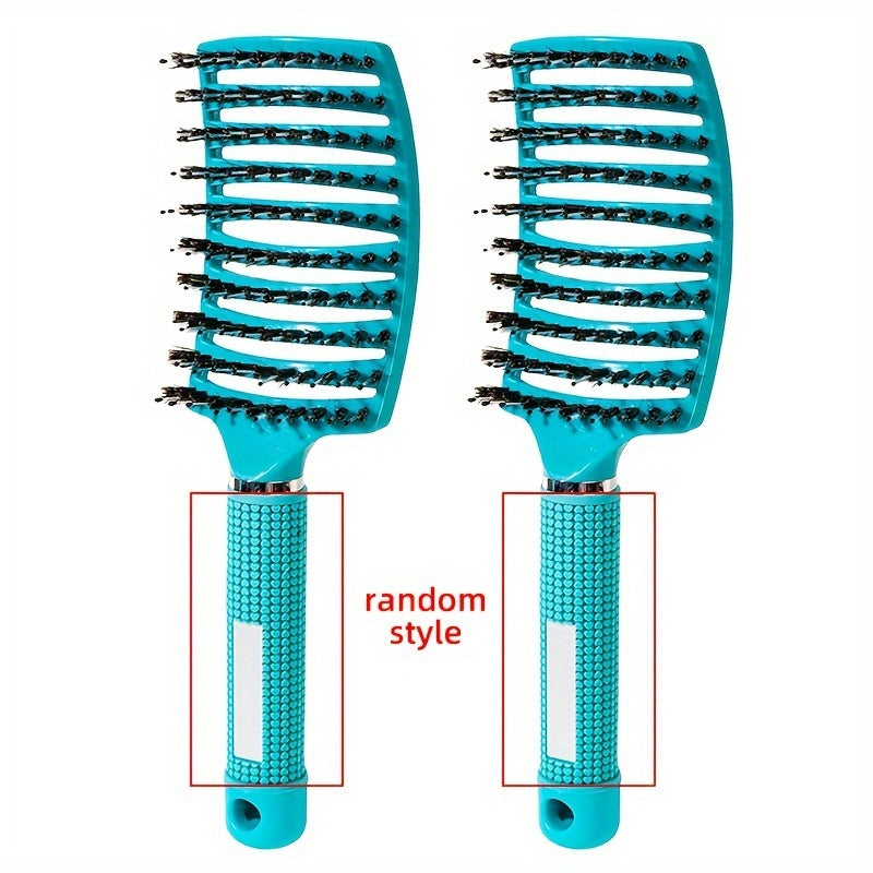1pc Professional Detangling Hair Brush for Women with Curly Hair - Ergonomic Handle, Colorful Bristles for Wet/Dry Hair, Gentle Scalp Massage & Knot-Free Detangling, Durable Styling Tool for Long Hair Care, Curly Hair Brush,