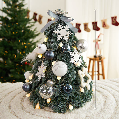 Mini Blue Christmas Tree Decoration - Desk Size Artificial Fir Tree for Holiday Display