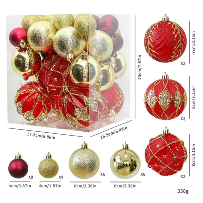 Santa Yuan New 36pcs Christmas Ball Set Home Personalized Christmas Tree Decoration Window Hanging Ornament
