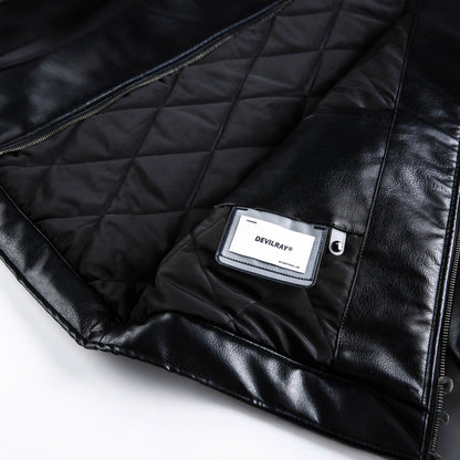 Jacket hiver Boxy Fit Moto PU Leather Coat with Casual Cool Vibe