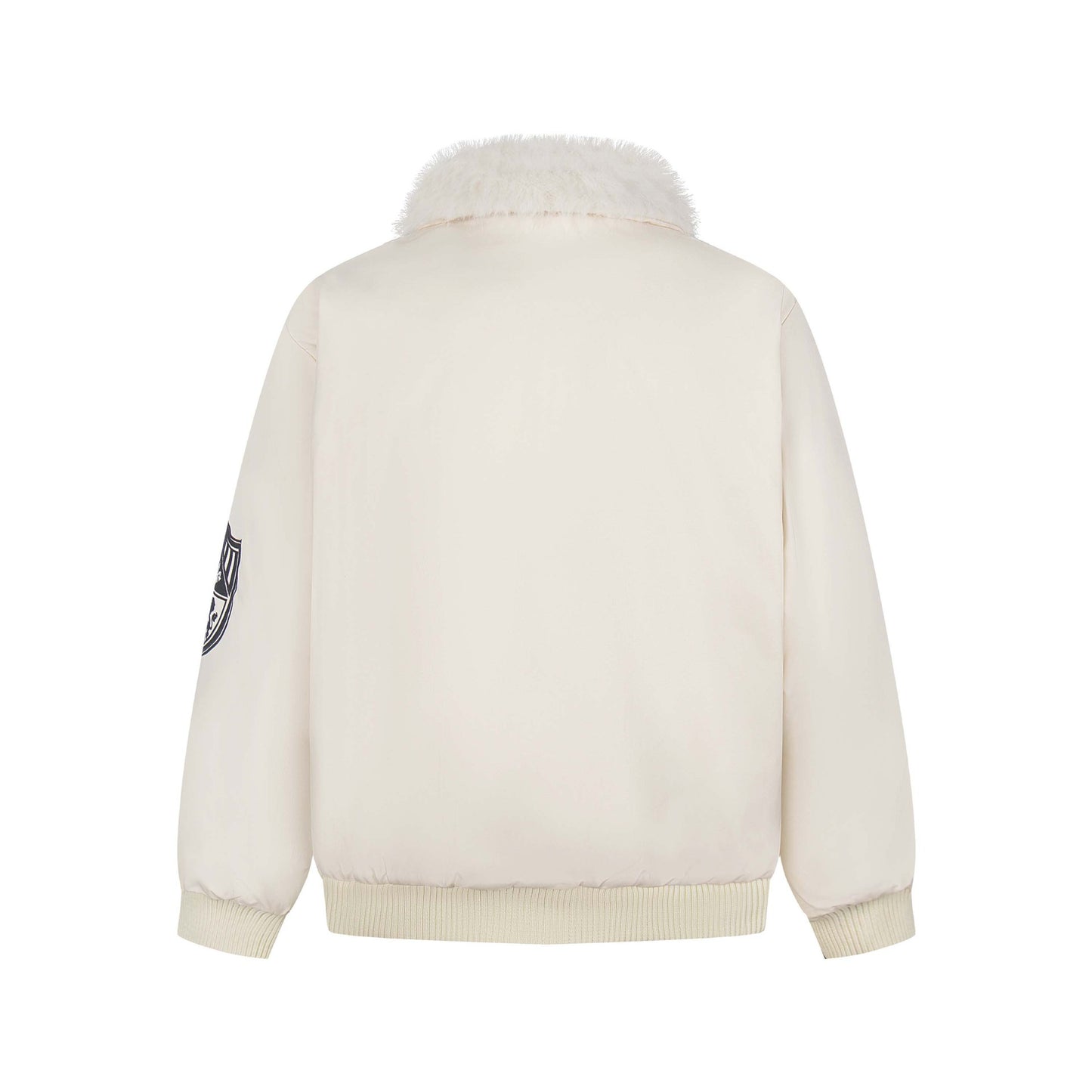 Manteau hiver Retro Letter Embroidery Faux Fur Collar Quilted Cotton Coat Unisex Trendy Loose Casual Versatile Outerwear