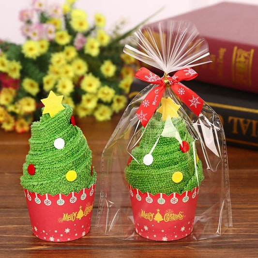 30x30cm Exquisite Christmas Gift Cupcake Cotton Towel with Packaging Bag Natal Noel Christmas Decorations for Home Kids Children