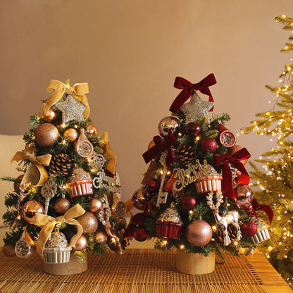 Santa Deer Christmas Tree Set Mini Christmas Tree Decoration for Table Cake Display