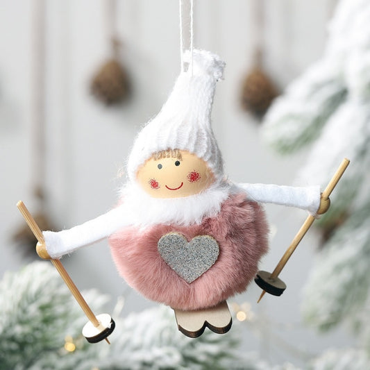 Noel Christmas Angel Girl Ski Plush Dolls Christmas Tree Ornament Pendant Party Christmas Decoration for Home