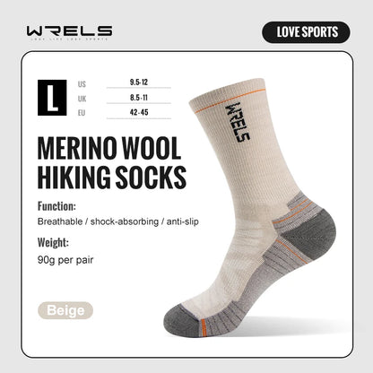 WRELS chaussettes en laine mérinos chaussettes de course de randonnée doux léger Absorption des chocs amortissement mi-mollet respirant cheville chaussettes de cyclisme