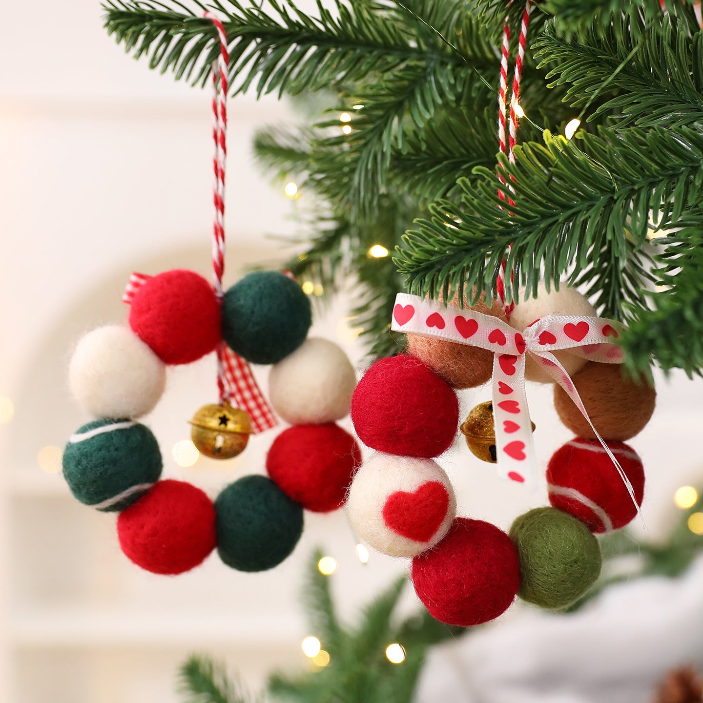 Santa Yuan New Christmas DIY Felt Bell Wreath Ornament Tree Decoration Window Display Decorative Item