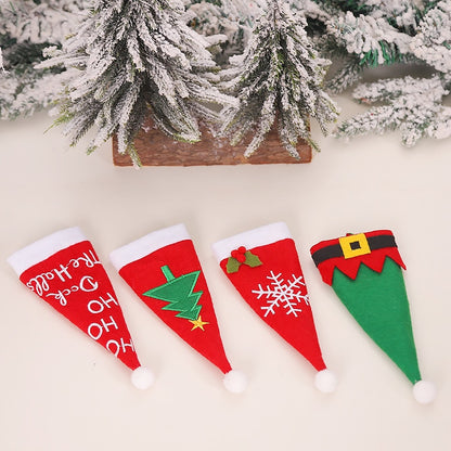 4pcs/lot New Year Christmas Gift Tableware Fork Knife Holder Bag Navidad  Noel Christmas Decorations for Home Dinner Table Decor