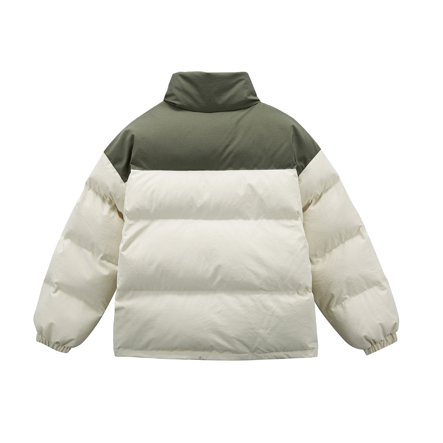 Manteau hiver Color Block  Stand-up Collar  Button Closure  Hooded  Cotton Coat