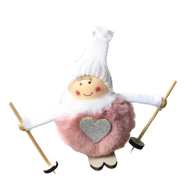 Noel Christmas Angel Girl Ski Plush Dolls Christmas Tree Ornament Pendant Party Christmas Decoration for Home