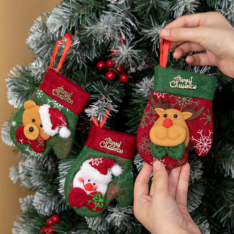 Christmas Decorations Santa Claus Sock Christmas Tree Ornaments Gift Bag Decoration Sock Gloves