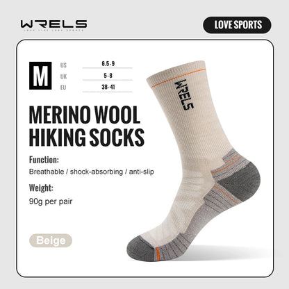 WRELS chaussettes en laine mérinos chaussettes de course de randonnée doux léger Absorption des chocs amortissement mi-mollet respirant cheville chaussettes de cyclisme