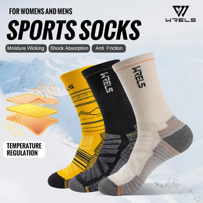 WRELS chaussettes en laine mérinos chaussettes de course de randonnée doux léger Absorption des chocs amortissement mi-mollet respirant cheville chaussettes de cyclisme