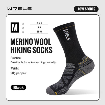 WRELS chaussettes en laine mérinos chaussettes de course de randonnée doux léger Absorption des chocs amortissement mi-mollet respirant cheville chaussettes de cyclisme