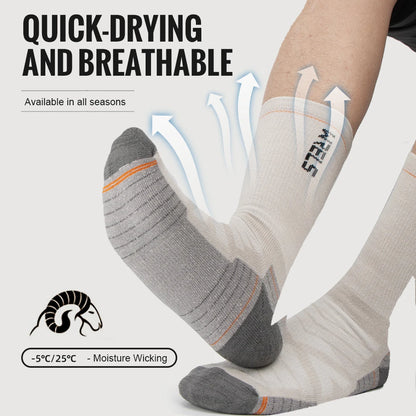 WRELS chaussettes en laine mérinos chaussettes de course de randonnée doux léger Absorption des chocs amortissement mi-mollet respirant cheville chaussettes de cyclisme