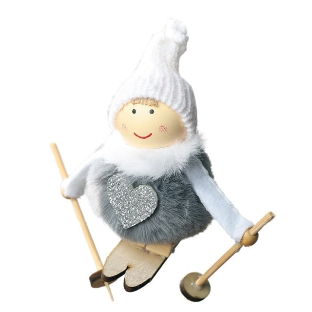 Noel Christmas Angel Girl Ski Plush Dolls Christmas Tree Ornament Pendant Party Christmas Decoration for Home