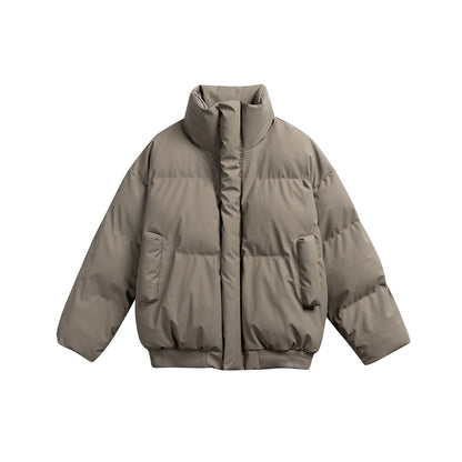 Collar PU Leather Cotton Coat for Men and Women Thick Warm Cotton Jacket