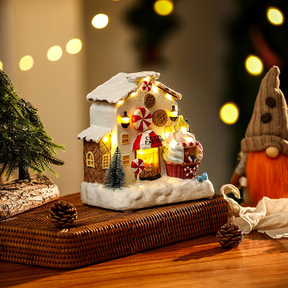 Christmas Decorations Candy House Glowing Music House Gingerbread House Desktop Creative Ornaments Christmas Gifts