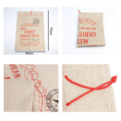 Big Size Merry Christmas Linen Gift Bag Santa Claus Sacks Drawstring Candy Bag Natal Noel New Year Xmas Home Decor Gift Bag