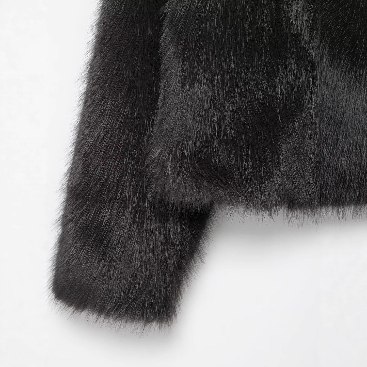 Temperament stand collar long sleeved faux fur coat for women