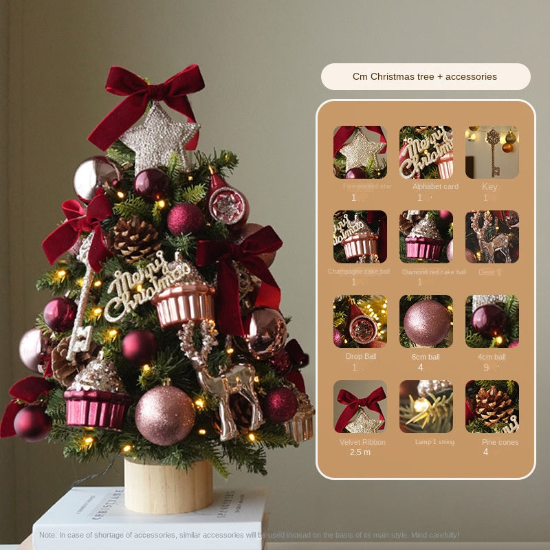 Santa Deer Christmas Tree Set Mini Christmas Tree Decoration for Table Cake Display