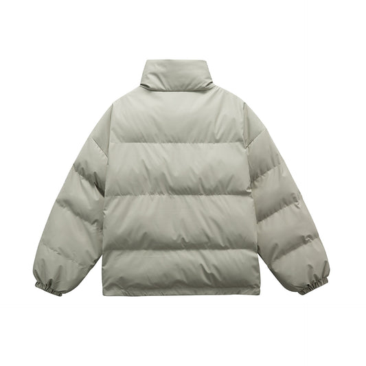 Manteau hiver PU Leather Zipper Stand-up Collar Loose Fit Cotton Coat for Couples