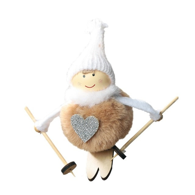Noel Christmas Angel Girl Ski Plush Dolls Christmas Tree Ornament Pendant Party Christmas Decoration for Home
