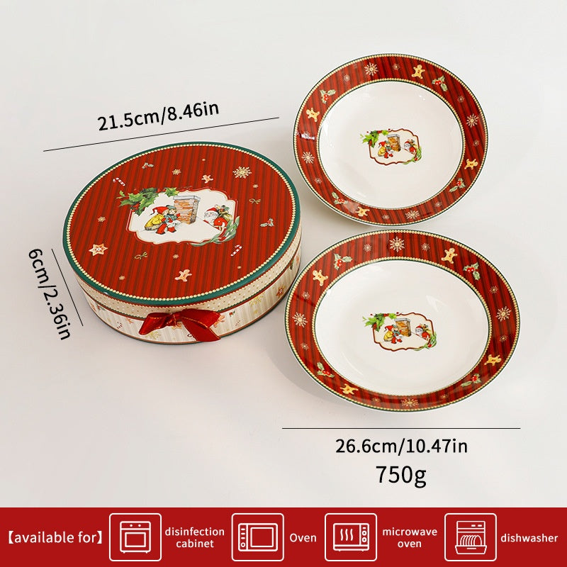 Christmas Elegant Ceramic Tableware Set - Bowl PlateSimple Luxury Style Dinnerware Gift Set