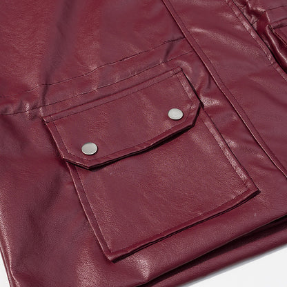 Long sleeved zipper long sleeved PU short leather jacket for women