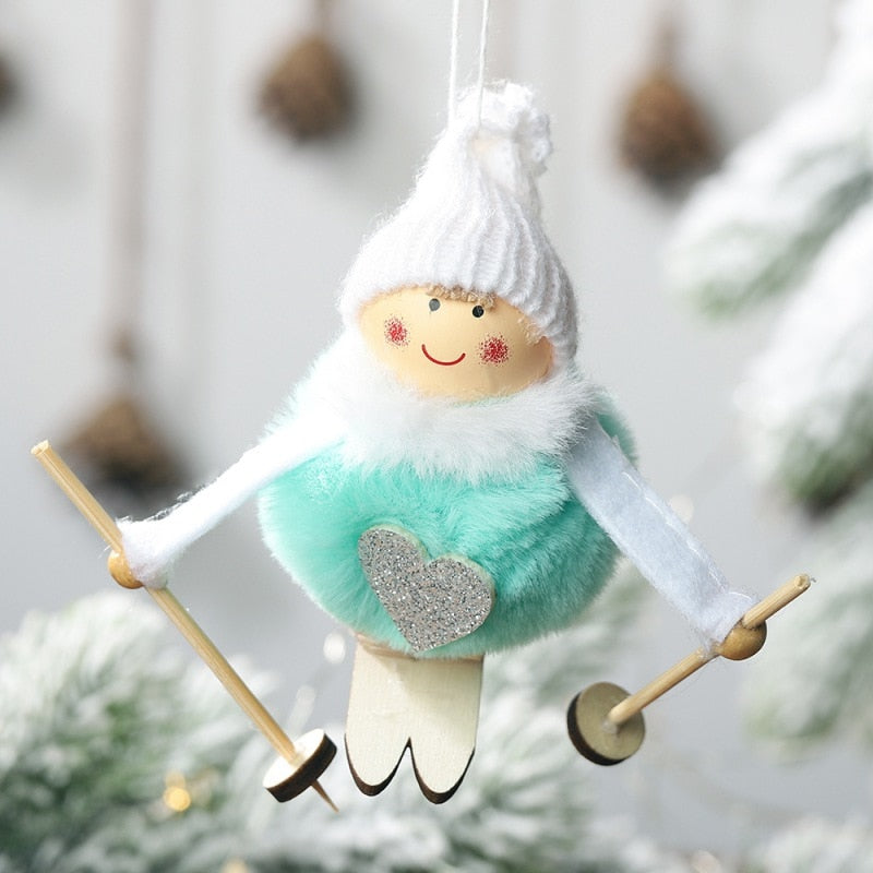Noel Christmas Angel Girl Ski Plush Dolls Christmas Tree Ornament Pendant Party Christmas Decoration for Home