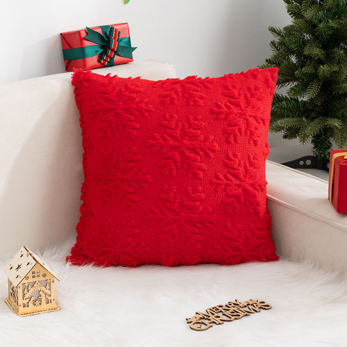 Christmas Pillow Cover Snowflake Christmas Tree Home Sofa Pillow Cover Holiday Decoration Cushion Cover