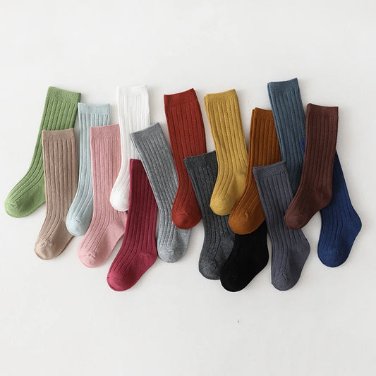Chaussettes espagnoles pour enfants, chaussettes en coton à rayures pour garçons et filles, respirantes, hautes aux genoux, longues pour bébés, uniforme scolaire, 0-7 ans