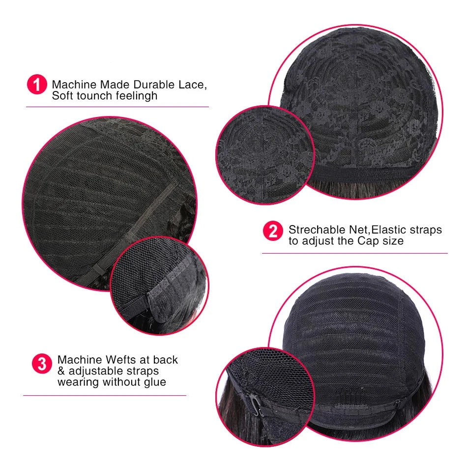 Curly Human Hair Wigs For Women Human Hair Bob Wig Kinky Curly Wig With Bangs Perruque Cheveux Humain Full Machine Made Wig