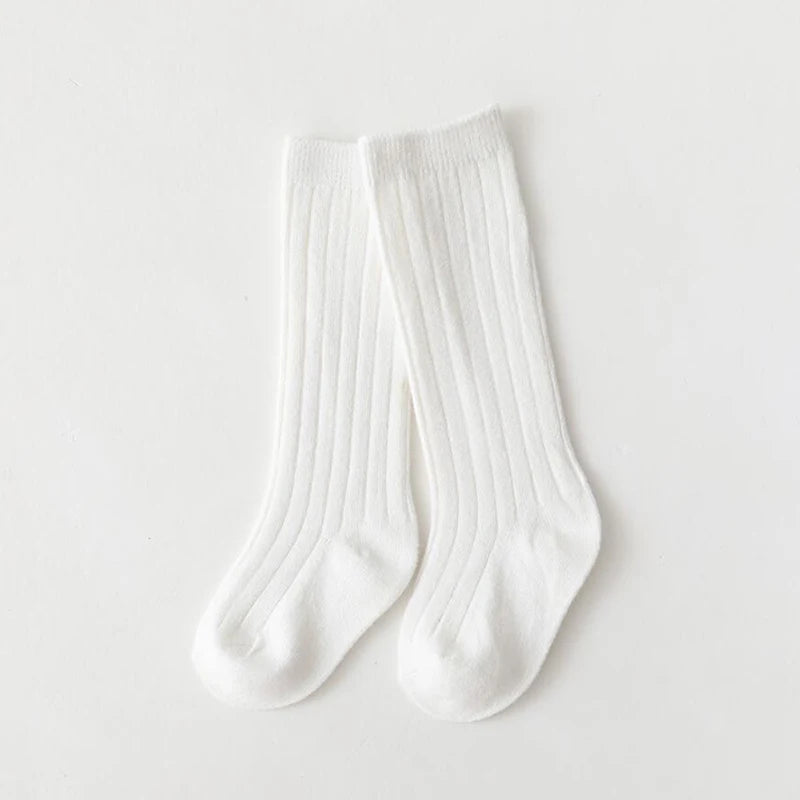 Chaussettes espagnoles pour enfants, chaussettes en coton à rayures pour garçons et filles, respirantes, hautes aux genoux, longues pour bébés, uniforme scolaire, 0-7 ans