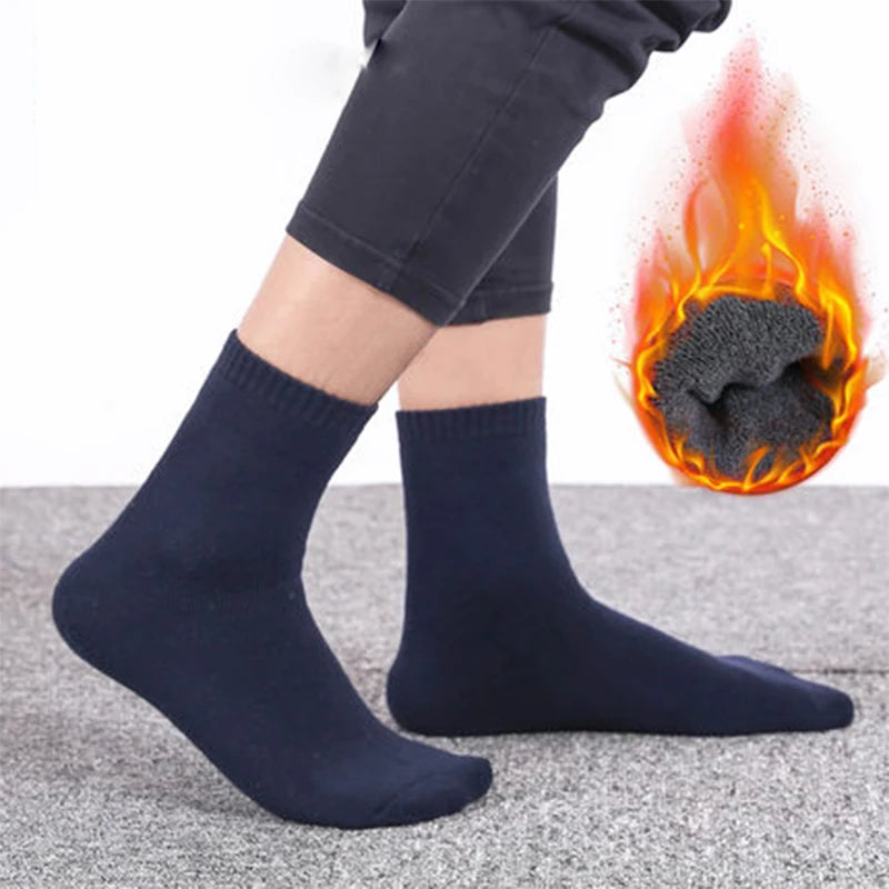 5 paires hiver épais chaussettes thermiques hommes Harajuku chaussettes de haute qualité automne noir gris décontracté Tube hommes épais laine robe chaussettes