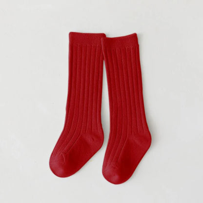 Chaussettes espagnoles pour enfants, chaussettes en coton à rayures pour garçons et filles, respirantes, hautes aux genoux, longues pour bébés, uniforme scolaire, 0-7 ans