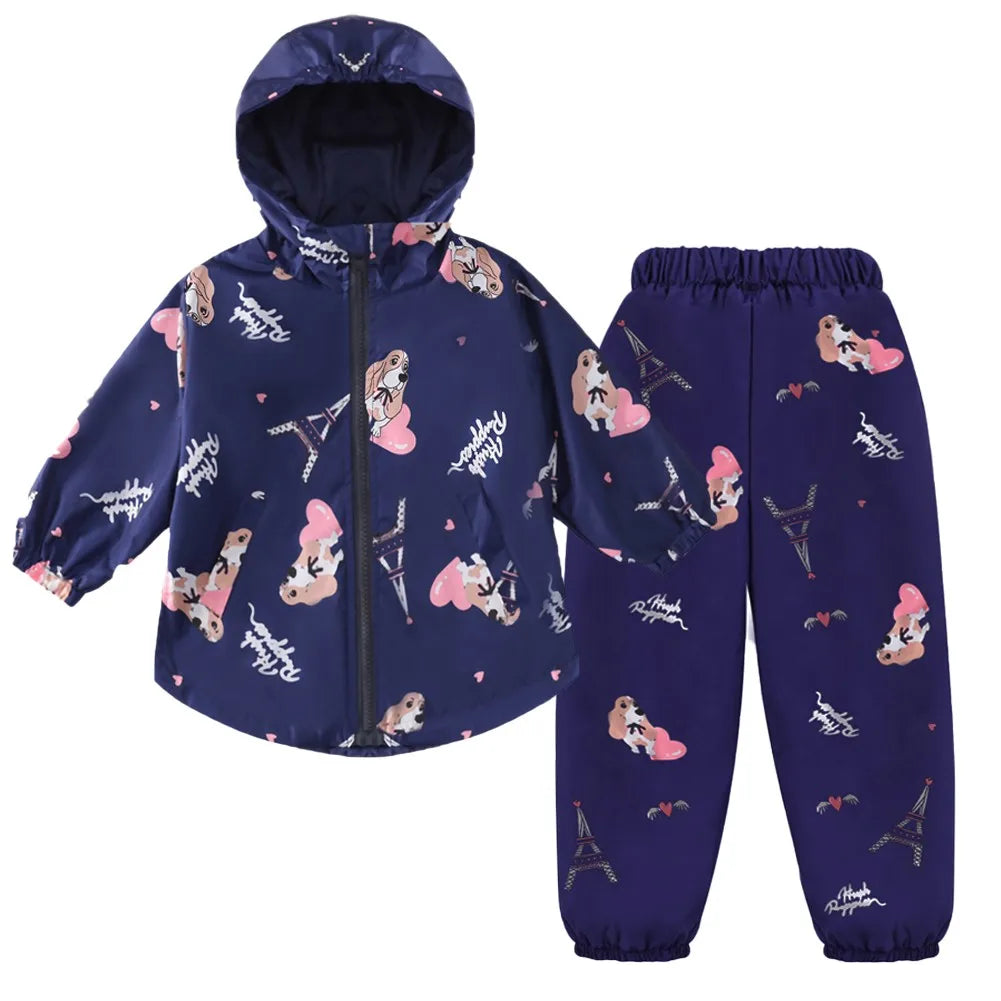 LZH-Ensemble de Vêtements pour Enfant, Imperméable, Veste et Pantalon, Tenue de dehors pour Bébé Fille, Automne Hiver