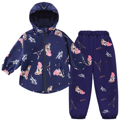 LZH-Ensemble de Vêtements pour Enfant, Imperméable, Veste et Pantalon, Tenue de dehors pour Bébé Fille, Automne Hiver