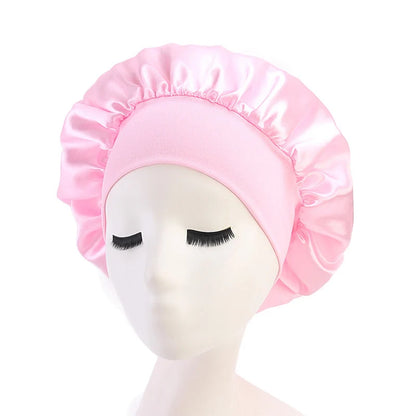 1pc Adjust Solid Satin Bonnet Hair Styling Cap Long Hair Care Women Night Sleep Hat Silk Head Wrap Shower Cap Hair Styling Tools