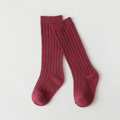 Chaussettes espagnoles pour enfants, chaussettes en coton à rayures pour garçons et filles, respirantes, hautes aux genoux, longues pour bébés, uniforme scolaire, 0-7 ans