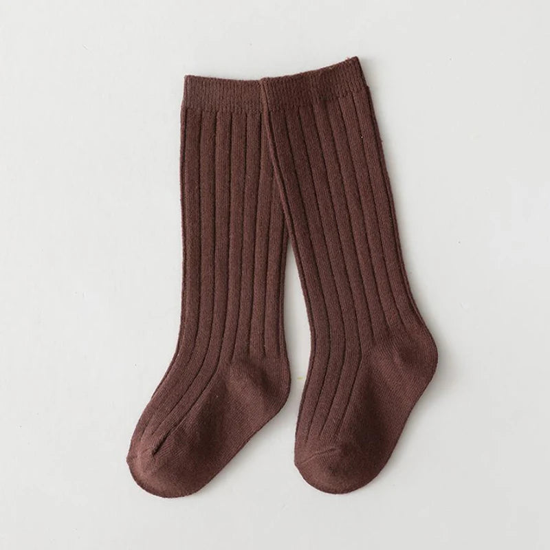 Chaussettes espagnoles pour enfants, chaussettes en coton à rayures pour garçons et filles, respirantes, hautes aux genoux, longues pour bébés, uniforme scolaire, 0-7 ans