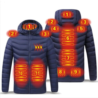 Parka homme hiver chaud USB vestes chauffantes Thermostat intelligent couleur Pure à capuche vêtements chauffants mâle bobojaco veste chaude rembourrée