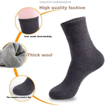 5 paires hiver épais chaussettes thermiques hommes Harajuku chaussettes de haute qualité automne noir gris décontracté Tube hommes épais laine robe chaussettes
